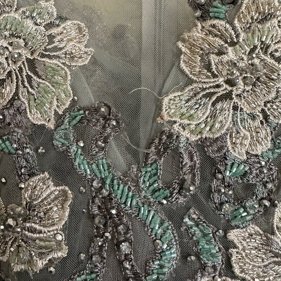 Mac Duggal Floral Embroidered Tulle Gown Size 6 Light Blue Dress Maxi Mesh - Picture 10 of 11